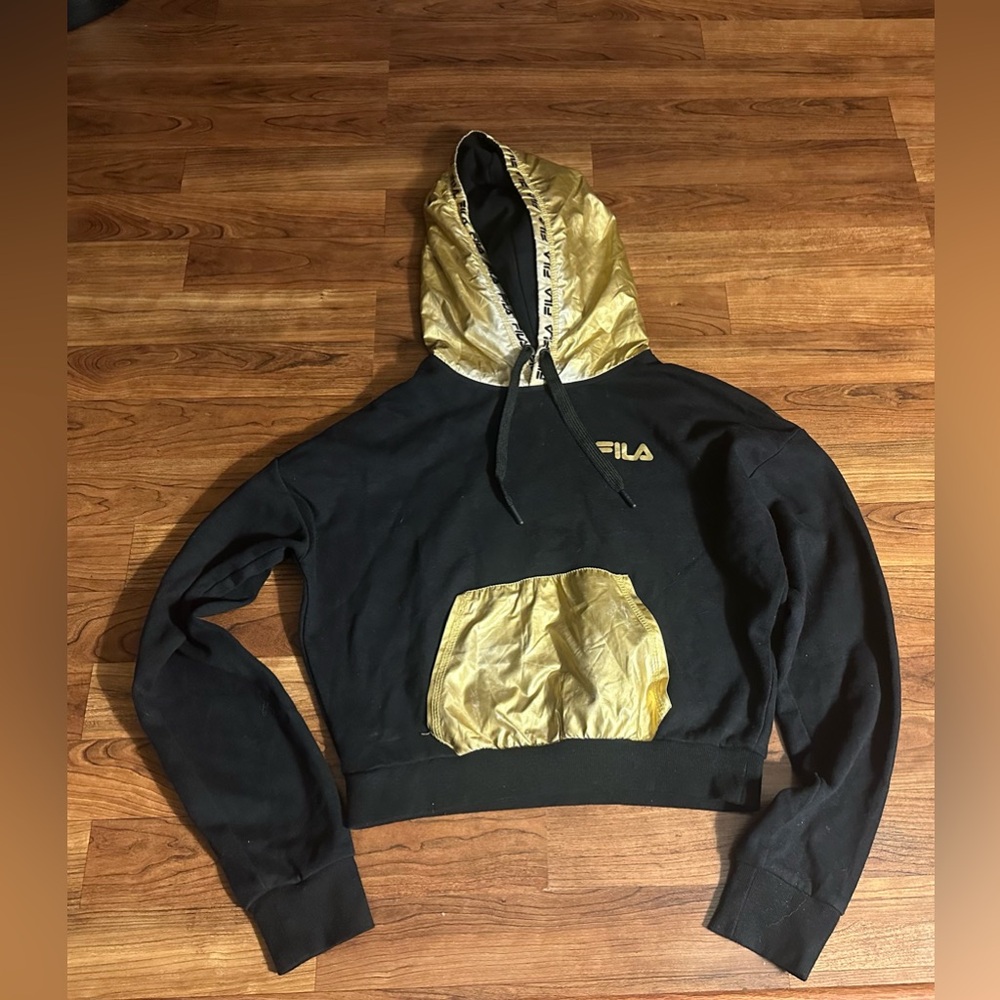 Fila Black Hoodie with Gold Details